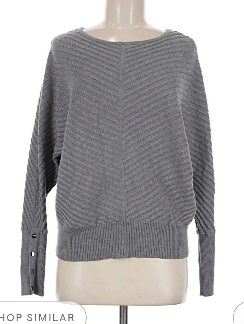 Alfani Gray Chevron Ribbed Boatneck Sweater